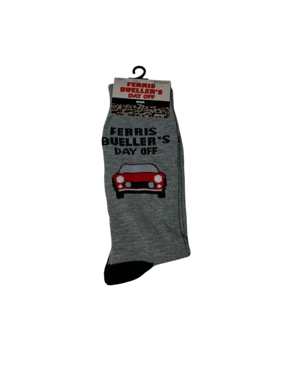 Ferris Bueller’s Day Off Crew Socks Gray Red Car Movie Fan Gift Men’s 6-12 New